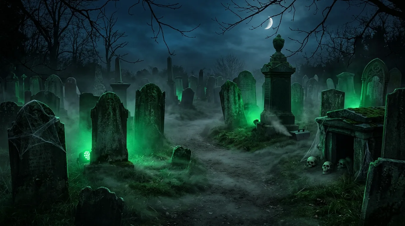 Try silhouettes for a more dramatic nighttime effect inspiration for an outdoor Halloween yard.